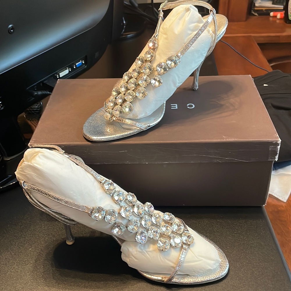 Celine silver jeweled sandals size 9 - Picture 2 of 14